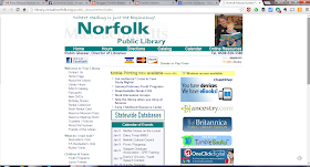 screen grab of Norfolk Library home page