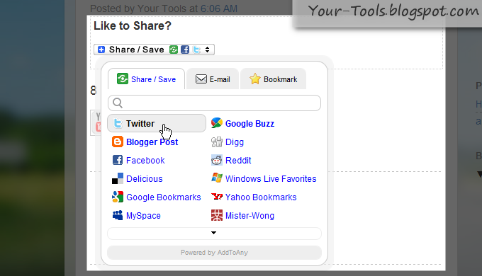 Share/Save/Bookmark/Email Button for Blogger