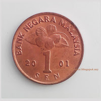 Coin Syiling Malaysia 1 sen 2001