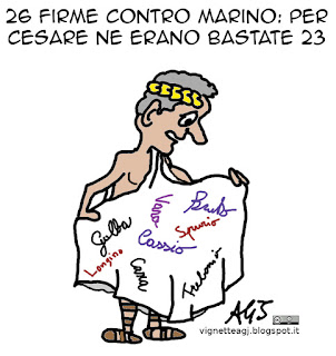 Marino, giulio cesare, dimissioni consiglieri, firme, vignetta satira