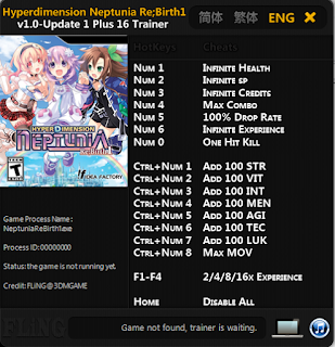 Download cheat trainer Hyperdimension Neptunia ReBirth 1 for PC