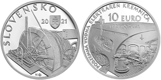 Slovakia 10 euro 2021 - Underground hydroelectric power plant in Kremnica