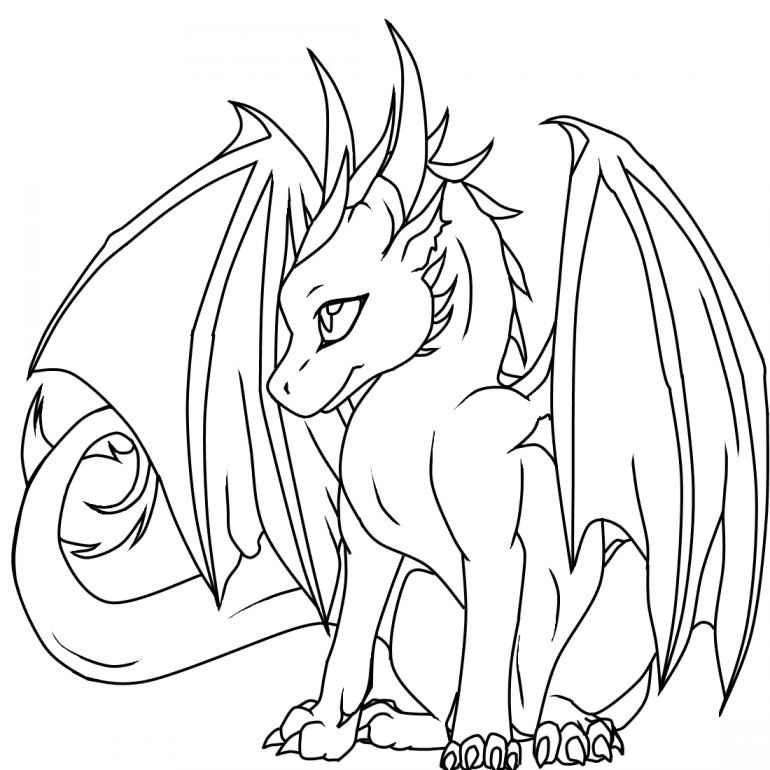 Kawaii Dragons Coloring Pages 4