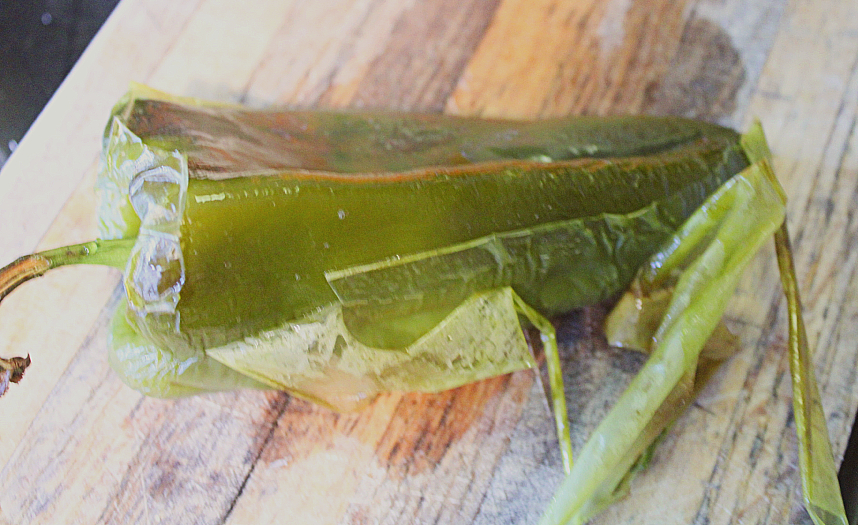 Blistered poblano chile