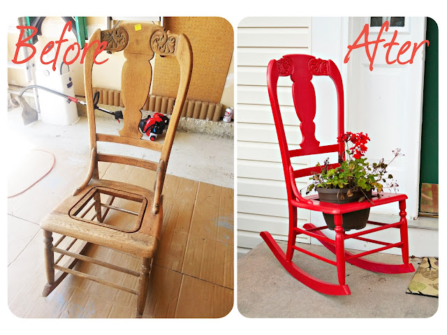 Front Porch Rocking Chair Plant Holder - www.thelifeofawannabesupermom.blogspot.com