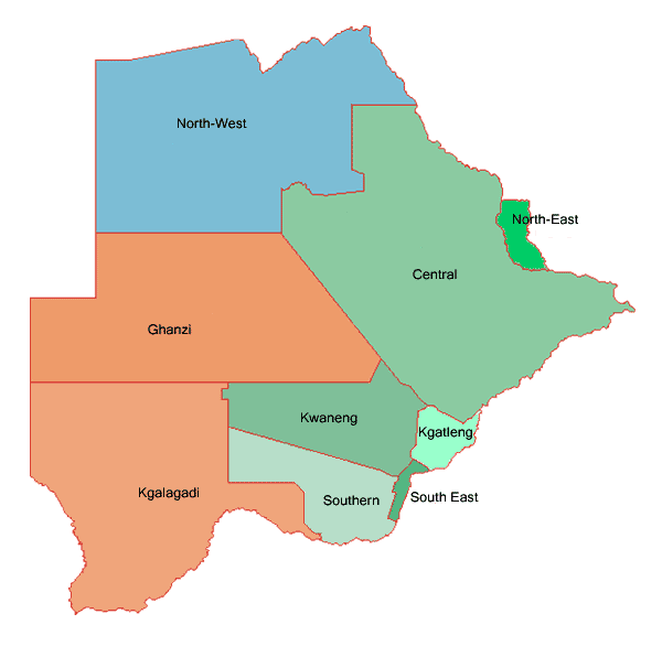 Pembagian wilayah administratif Botswana