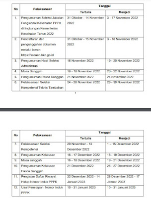 Jadwal Terbaru Pelaksanaan Seleksi Pegawai Pemerintah dengan Perjanjian Kerja JF Kesehatan di Lingkungan Kementerian Kesehatan Tahun 2022