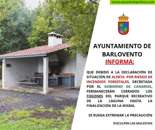 Cierre Temporal de los Fogones en el Parque Recreativo de La Laguna por Alerta de Incendios