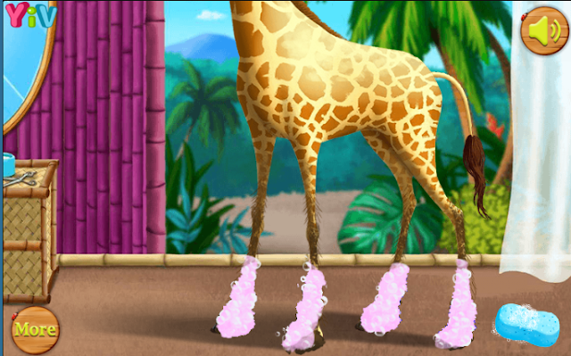 Animal Fashion Hair Salon Giraffe feet bubbles