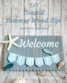 Insegna Coastal con stecchi del gelato, conchiglie e bandierine Welcome Summer - titolo - MLI