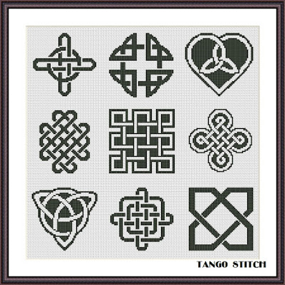 Celtic knots cross stitch ornament sampler pattern