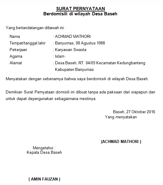 Contoh Surat Keterangan Sehat Dari Desa Contoh Surat