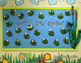 Frog life cycle writing craft and bulletin board