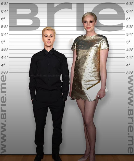 Justin Bieber height comparison with Gwendoline Christie