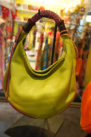 green handbag at Guate leather in Bangkok's Chatuchak Market