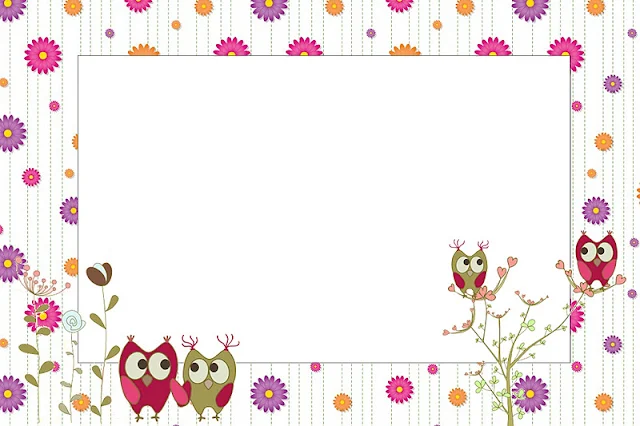 Owls Couple Free Printable Invitations, Labels or Cards.