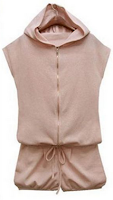 Pink Cap Loose Woolen Shorts Jumpsuit