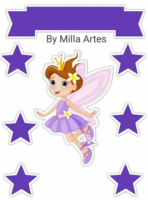 Fairy with Purple Stars: Free Printable Cake Toppers.