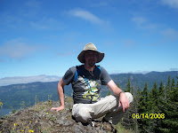 Toby sitting on the ridge of Devil's Backbone