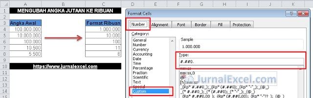 Mengubah Angka Jutaan ke Ribuan - JurnalExcel.com