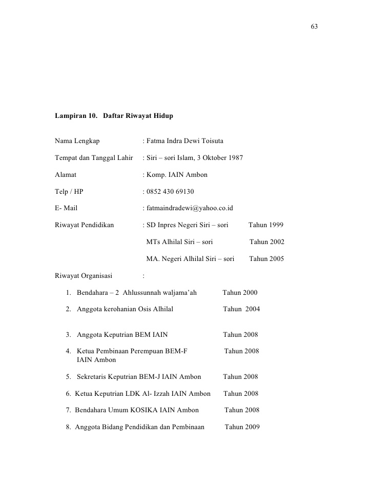 contoh daftar riwayat hidup sederhana doc contoh daftar riwayat hidup 