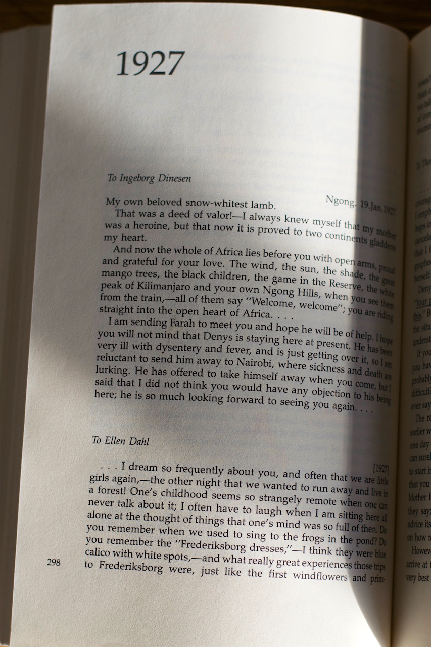 A page in Karen Blixen's Letters from Africa 1914-1931 · Lisa Stefan