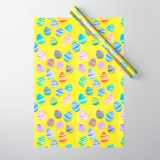 easter egg watercolor pattern wrapping paper