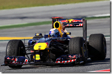 Vettel con la Red Bull nei test di Barcellona