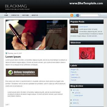 BlackMag blogger template. magazine style template blogger. featured content blogger template