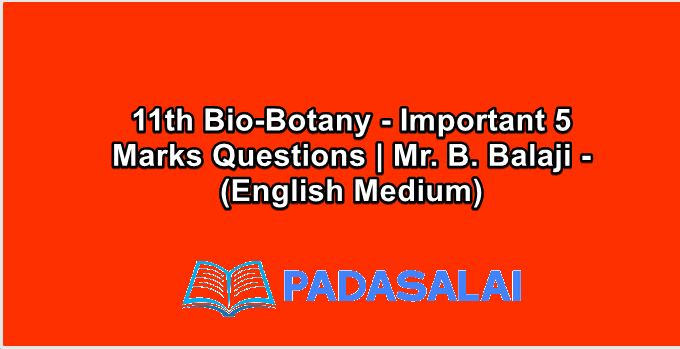 11th Bio-Botany - Important 5 Marks Questions | Mr. B. Balaji - (English Medium)