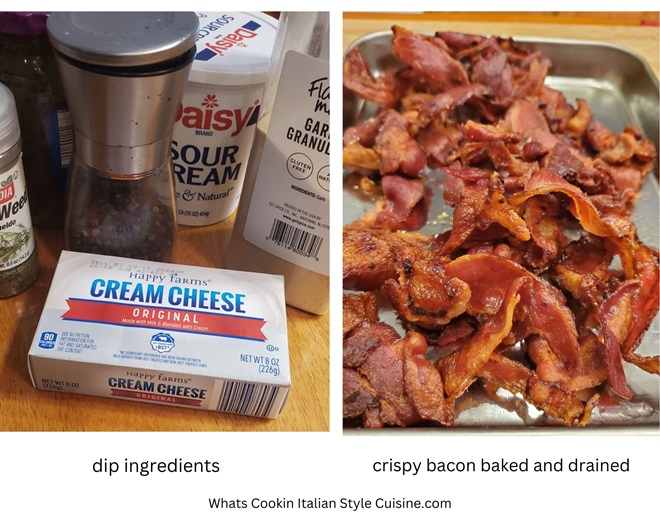 ingredients for cheesy bacon ranch dip