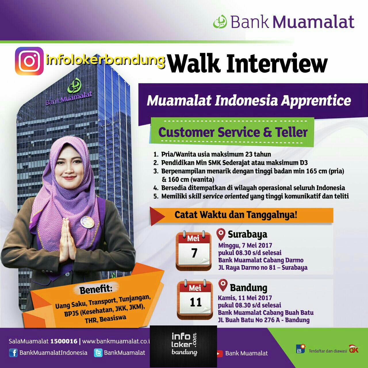 Lowongan Kerja Bank Muamalat Bandung ( Walk in Interview 