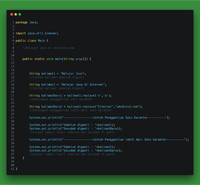 terdapat salah satu method yang berjulukan  Belajar Mengenal Fungsi replace String pada Program Java