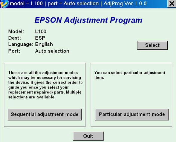 Select "Waste ink pad counter" then click "OK".