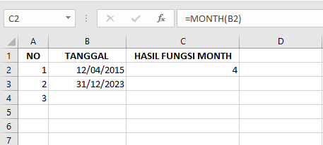 Tutorial dan Contoh Fungsi MONTH pada Microsoft Excel