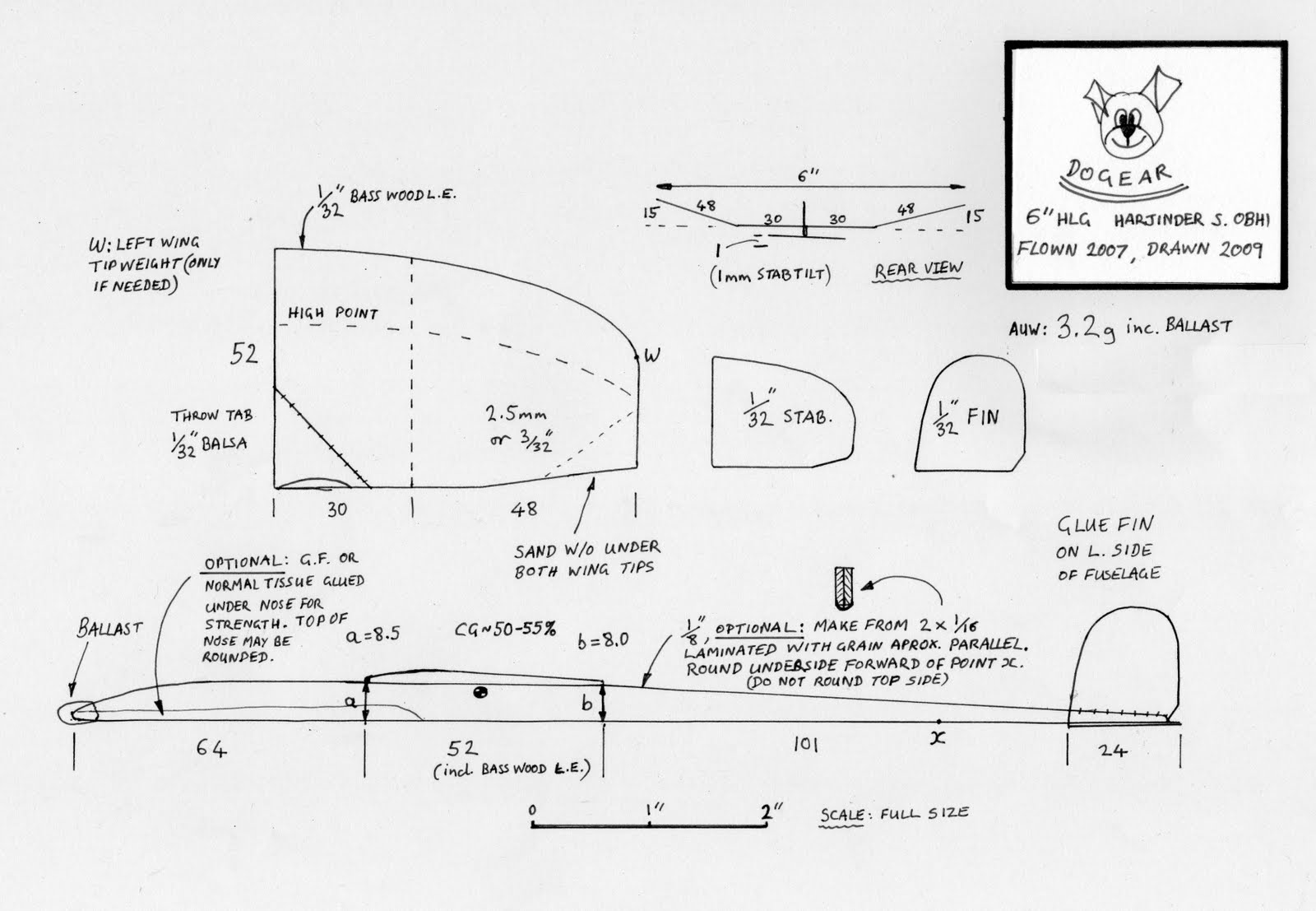 Chuck Glider's Model Aircraft Jotter: FREE MODEL GLIDER PLAN: DOGEAR 6 