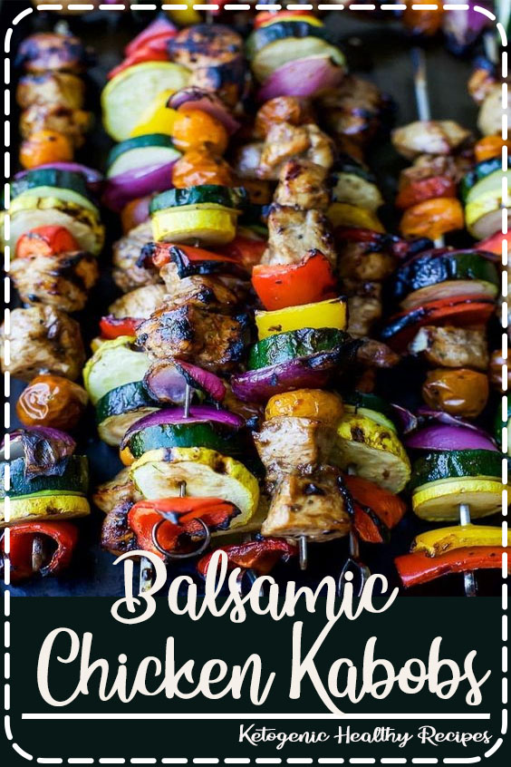 Summer Grilling is on & these GRILLED BALSAMIC CHICKEN KABOBS should be first on your hit list! A healthy paleo grilling recipe only 251 calories a serving! #chicken #kabobs #grilling