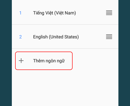 Bước 4: Nhấp vào Thêm ngôn ngữ.