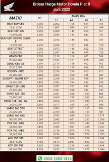 Brosur Harga Motor Honda Plat R Juni 2022