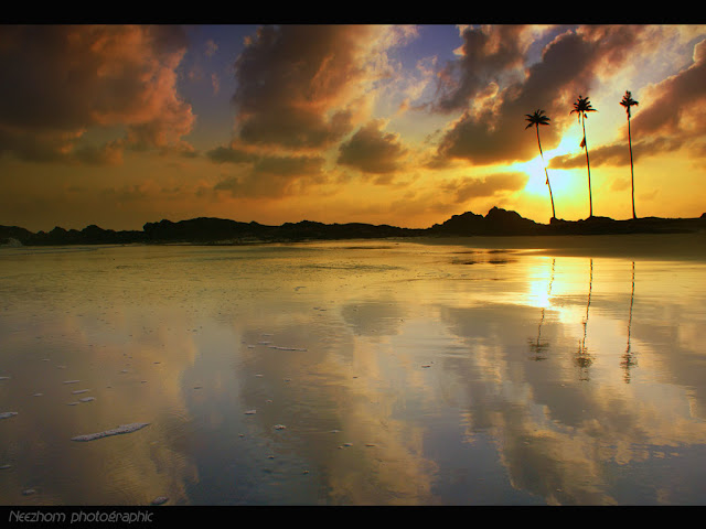 Triplets and reflection - Sunrise at Pandak beach