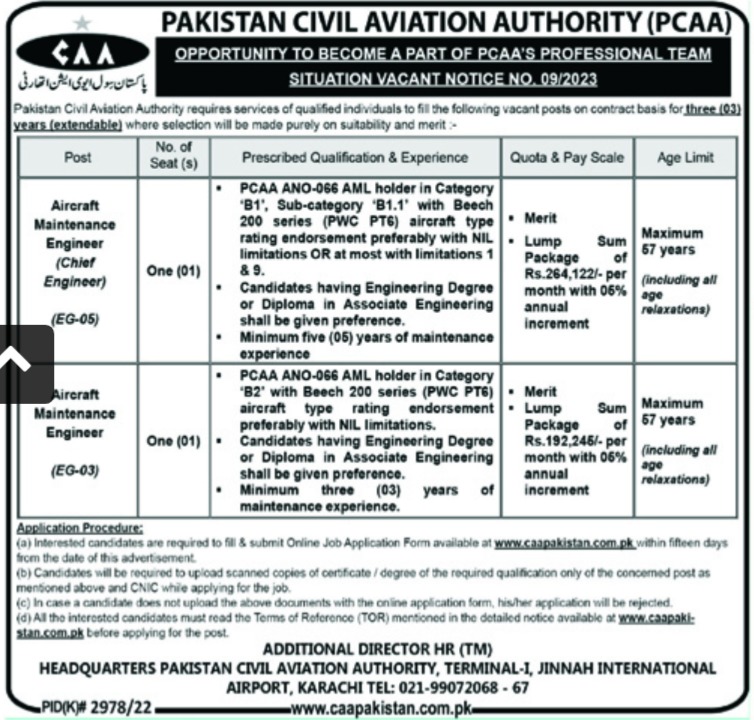 Jobs In Pakistan Civil Aviation Authority CAA Engineering