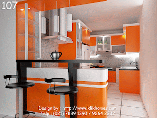 Harga Kitchen  Set  kitchen  set  dengan balutan warna orange 