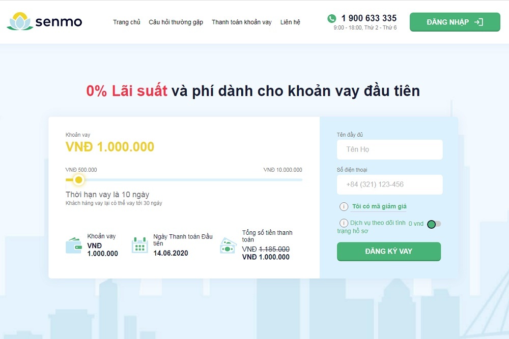 Senmo: Vay tiền nhanh online 0% lãi suất & phí chỉ với CMND