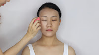 Modern Oriental Bridal Makeup - Apply cream foundation with beauty blender