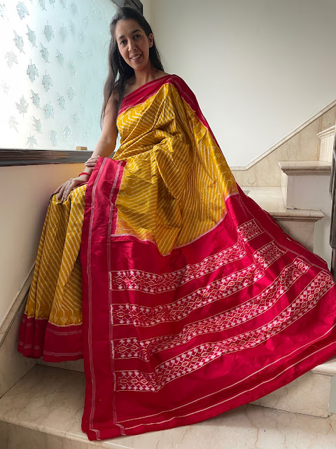 Gold silk Pochampally saree