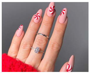 uñas navideñas rojo y blanco