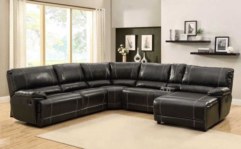 Homelegance Black Leather Reclining Sectional Sofas With Chaise