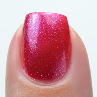 metallic red nail polish swatch