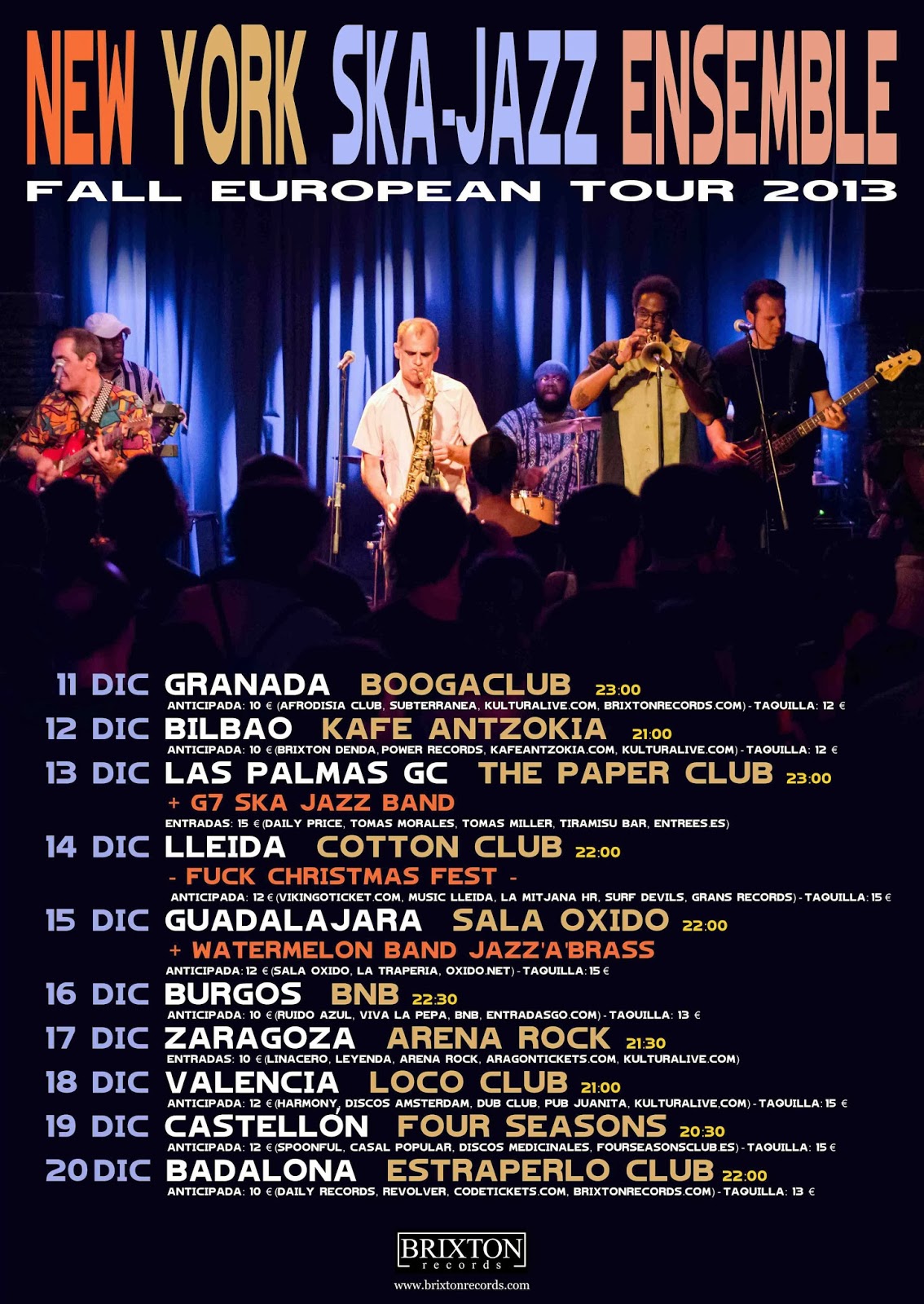 NEW YORK SKA-JAZZ ENSEMBLE Fall European Tour 11 - 20 DIC 2013