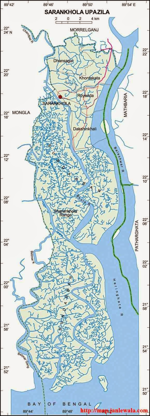 Sarankhola Upazila Map of Bangladesh